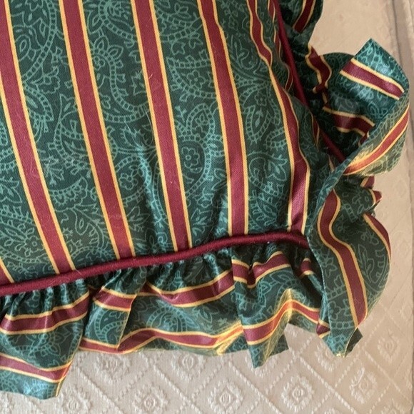 Longaberger Imperial Stripe Christmas Holiday Ruffle Pillow - Picture 2 of 3
